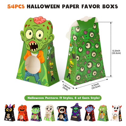 Giiffu 54Pcs Halloween Treat Boxes with Window 6x4x2 Inch