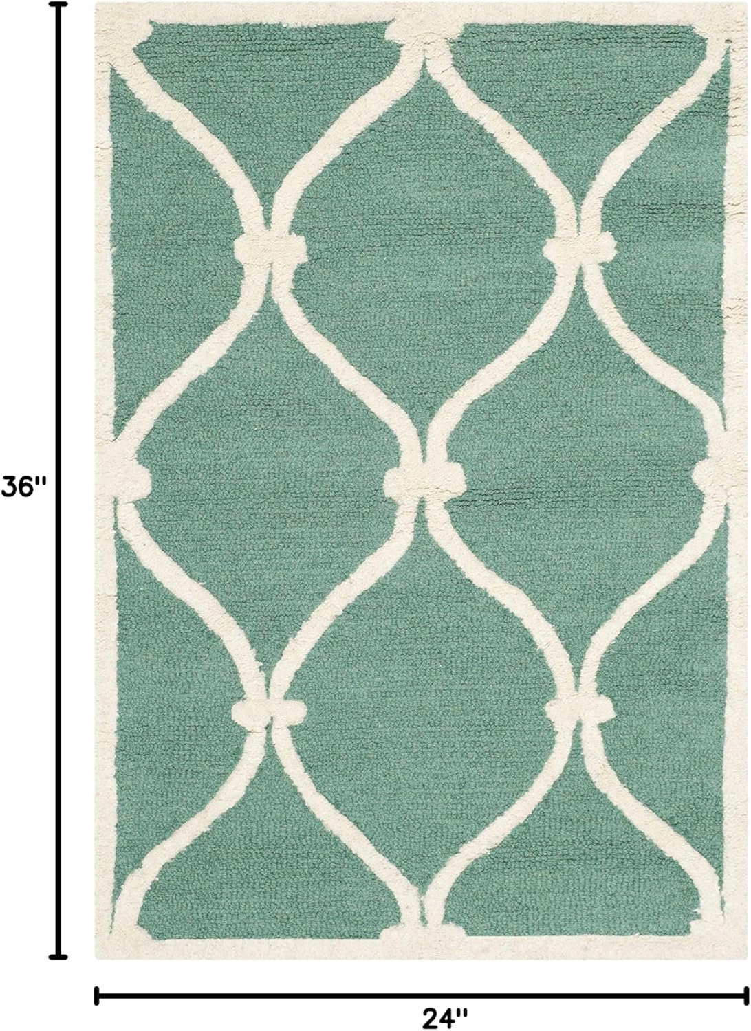 SAFAVIEH Cambridge Collection Accent Rug, 2' x 3', Teal & Ivory, Handmade Moroccan Wool
