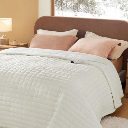 Bedsure Electric Blanket King Size - Dual Control Heated Blanket King Size, Fast Heating with 10 Time Settings & 10 Heat Settings, Warm Gift for Grandma (100x90 inches, Grey)