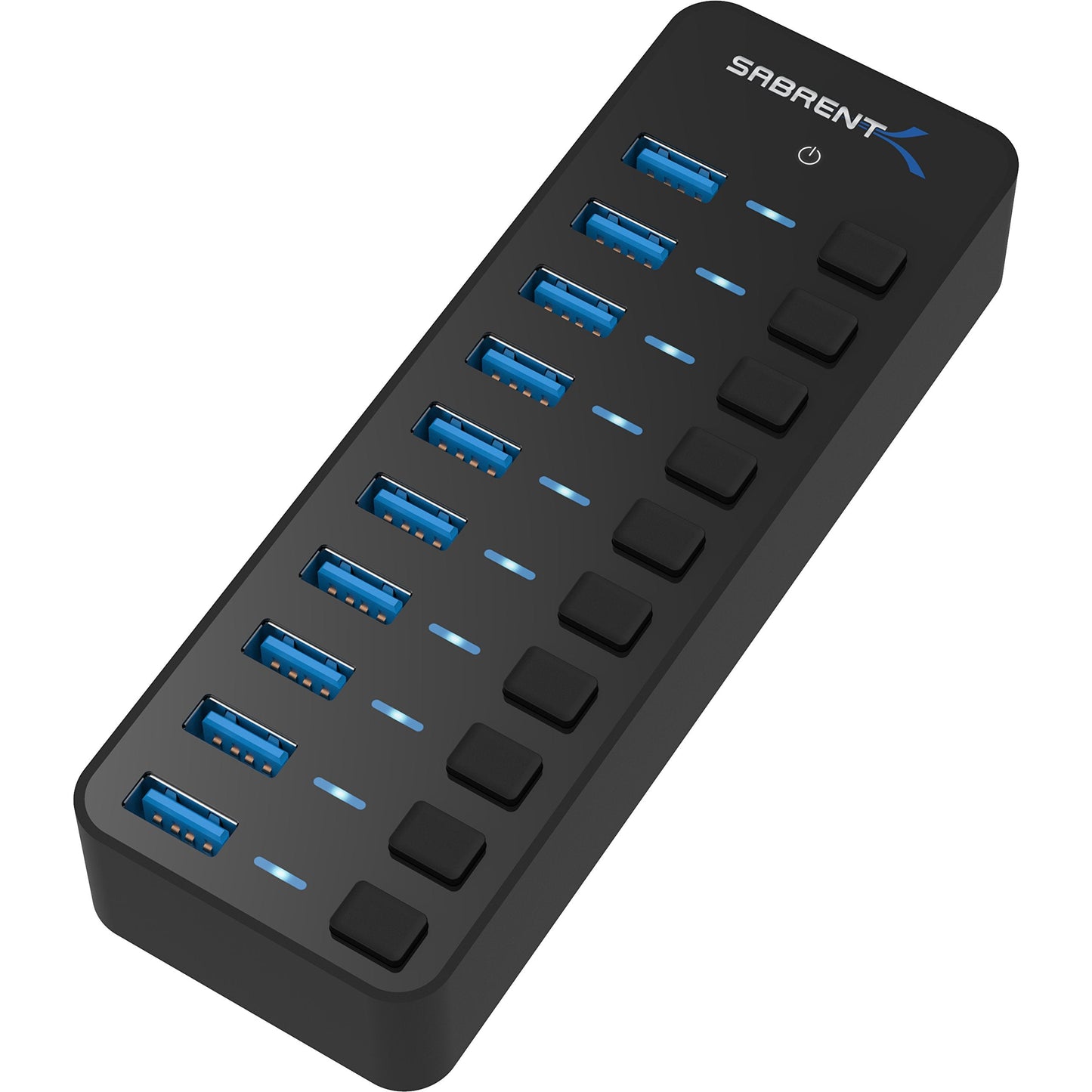 SABRENT 10-Port USB 3.0 Hub, Individual Power Switches and LEDs, 3 Smart Charging Ports, 60W Power Adapter, for PC, Mac, Xbox, PS5, Laptop, Desktop, USB Devices (HB-B7C3)