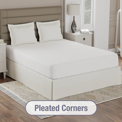 Lux Hotel Tailored Bed Skirt, Classic 14" Drop Length Pleated Styling, Full, Ivory