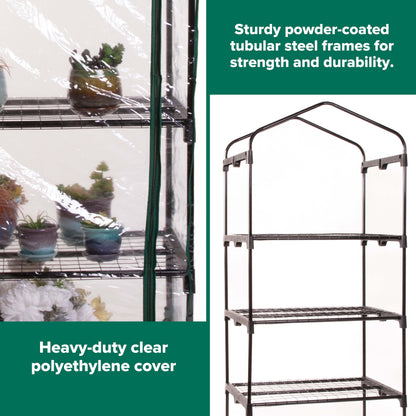 Gardman R687 4-Tier Mini Greenhouse, 27" Long x 18" Wide x 63" High Black