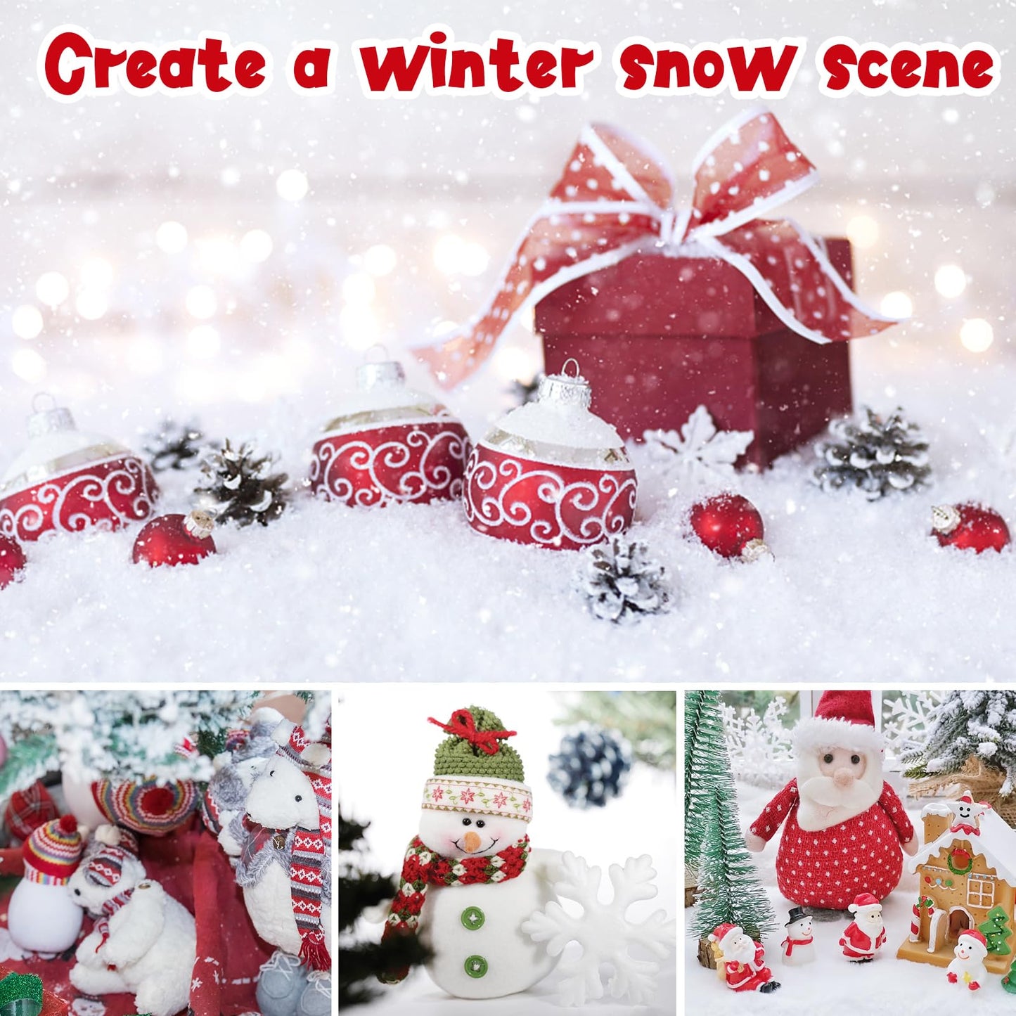 Youdaju Instant Snow Fake Snow Powder Makes 12 Gallons of Artificial Snow Instant Snow Powder Instant Snow Packets Magic Snow for Winter Decoration Holiday Wedding Festival Market Fairy House Decor