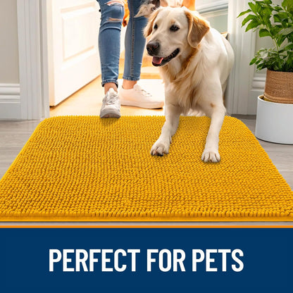 OLANLY Dog Door Mat - Absorbent Non-Slip Washable Doormat for Muddy Paws | 40x32 Golden Yellow