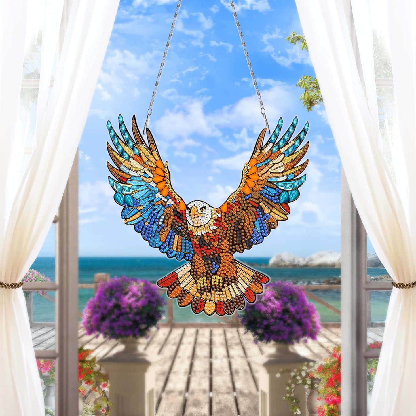MaiYiYi 3 PCS DIY Hanging Diamond Art Pendant Painting Kit Owl Diamond Painting Suncatchers Cute Owl Diamond Art Ornaments for Home Wall Window Art Decor (12.79X7.67 inch)