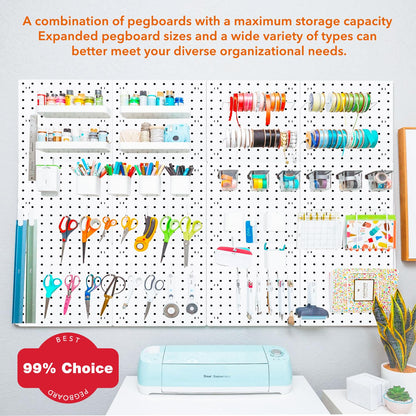 6Pcs Pegboard, Peg Board, Pegboard Wall Organizer, Mount Display Pegboard Kits fit Pegboard Storage, Small Pegboard for Craft Room Garage Kitchen, Peg Boards for Walls - White Pegboards Panels