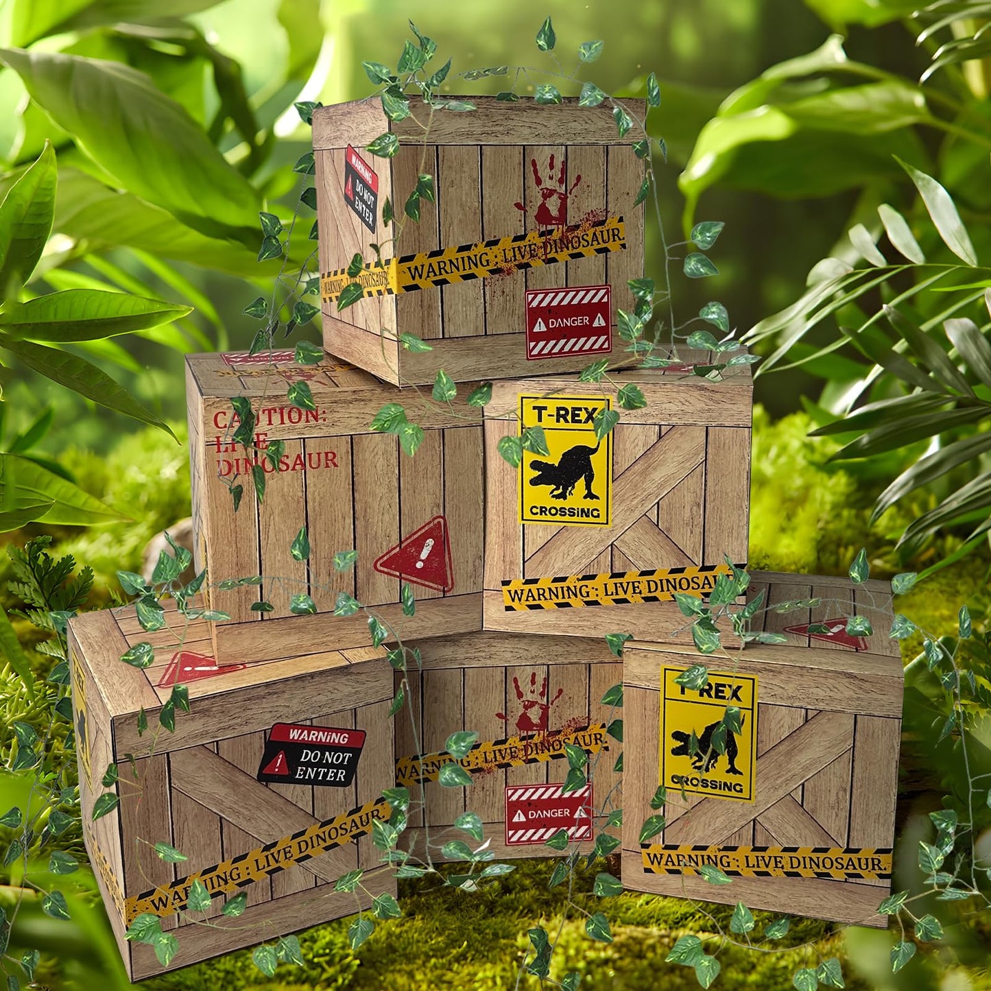 6 Pcs Dinosaurs Table Centerpieces 12 x 12 x 12 Inch Dinosaur Theme Boxes Dinosaur Party Supplies for Birthday Party Woodland Safari Baby Shower Decorations