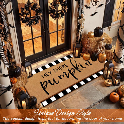 Tinideya 2 Pcs Door Mat Welcome Non Slip Coir Mats Floor Layering Doormats Seasonal for Front Porch Entryway Decor(Pumpkin)