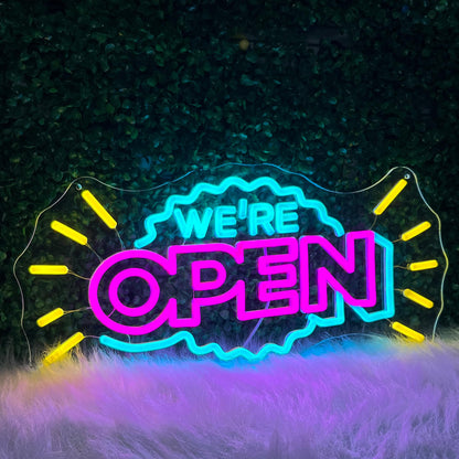 BUIZZEUOIV Open Neon Sign, Large 20'' LED Open Business Sign for Windows Doors, LED Welcome Sign for New Store Opening, USB Powered Grand Opening Light for Cafe Office Retail Shop Restaurant