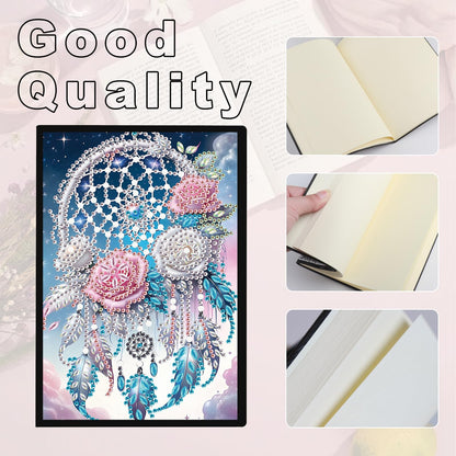 JZHYOAN Flower A5 Blank Diamond Art Composition Journaling Notebooks DIY Diamond Painting Notebook for Adults Gem Art Notepad Sketchbook Diary Mosaic Kits for Beginners Craft Lovers Gift Table Decor