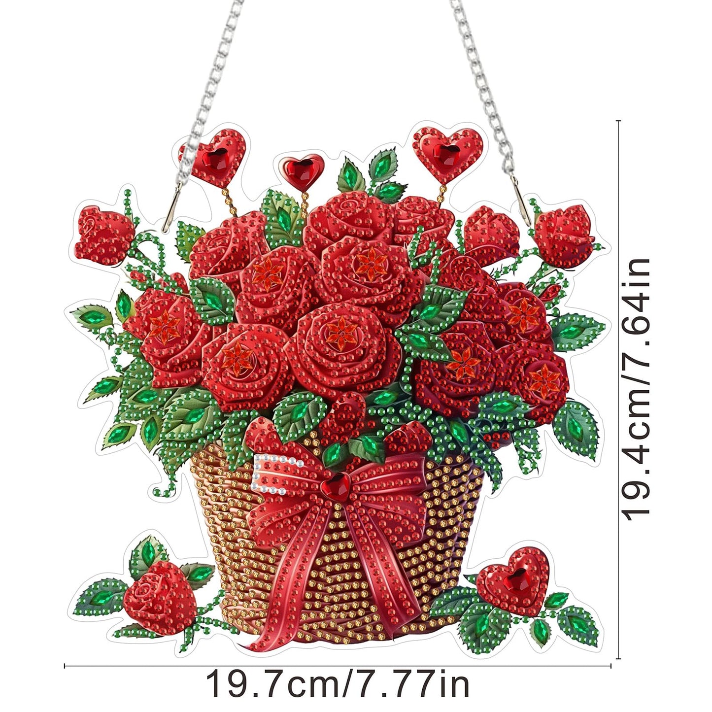SENQAO Flower Diamond Art Hanging Kits for Adults Kids, Diamond Art Suncatchers Bouquet, 5D Special Shaped Crystal Diamond Painting Kit Valentine's Day, Window Pendant Gem Art Kit for Home Wall Decor