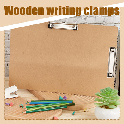 Henoyso 4 Pcs 11 x 17 Clipboards Wooden Lap Boards with Low Profile Clip Double Clip, Extra Large Landscape Hardboard Drawing Boards Horizontal Brown Clipboard for Drafting Board & Sketch Board Use