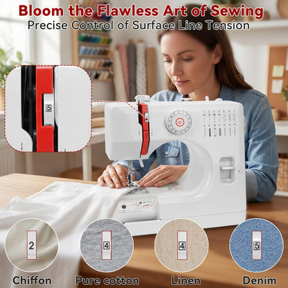 Beginners Sewing Machine for Beginners, Dual Speed Portable Electric Mini Sewing Machine with 14 Stitches, Complete Repair Kit for Clothing Fabrics, Handheld Sew Machine for DIY Travel & Home Use