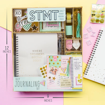 STMT D.I.Y.Journal Set, Stationary Kit with Notebook for Writing and Drawing, DIY for Girls Ages 8+, Dreamers Become Doers