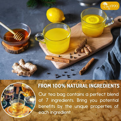 TOG999, 120 Bags Premium Turmeric Ginger Cinnamon Tea. Upgraded Version. Improve Digestion, Support Brain, Weight, Skin and Sleep. Eco-Conscious Tea Bags. No Sugar, No Caffeine, No Gluten, Vegan.