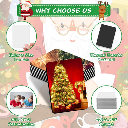 Sublimation Magnet Blanks 4x3 inch, 20PCS Personalized Blanks for DIY Kitchen Refrigerator Office Decor
