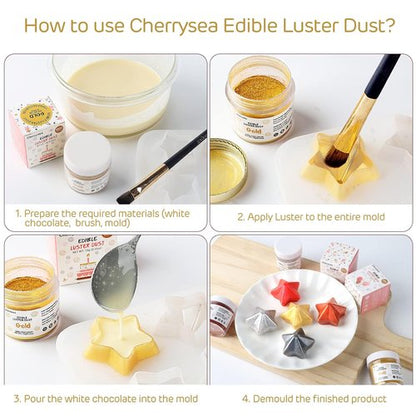 Cherrysea Red Edible Luster Dust - Tasteless Food Grade Cake Dusting Powder | 10 Grams for Baking