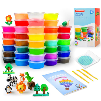 GAGATOAD 36 Colors Ultra Light Air Dry Clay Kit with Pressing Board Modeling Clay Plastic Tools, with Guide Book for Boys and Girls Age 3-12 Year Old Gift Toy Clay Art Crafts
