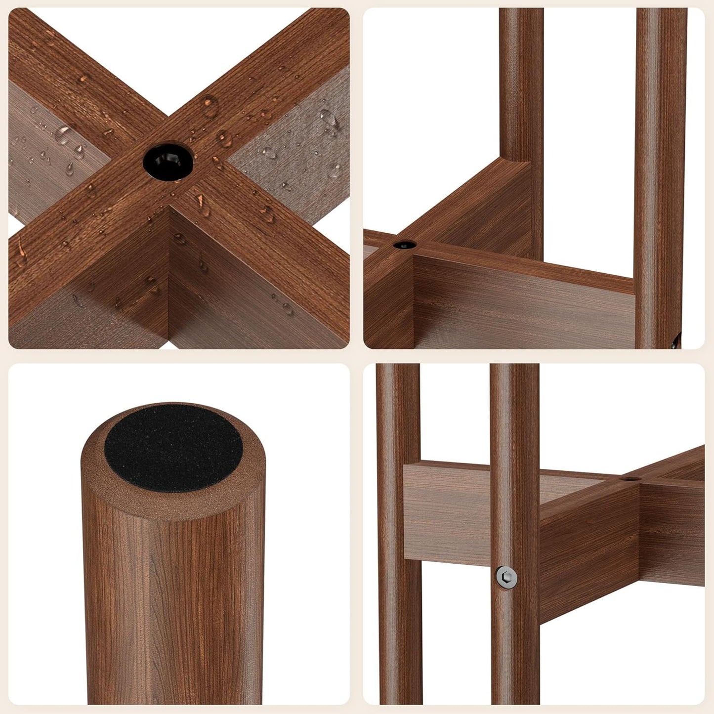 12 Inch ALIGADO Bamboo Plant Stand Indoor, for Up to Pots, Built to Fit Corners, Sturdy & Stable Design, Walnut Finish