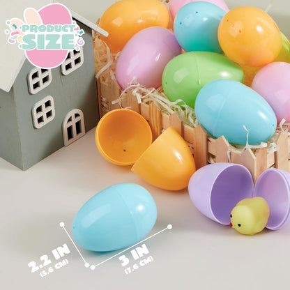 3.15" 25PCS JOYIN Pastel Easter Eggs, Large Plastic Eggs, Empty Colorful Fillable Eggshells for Easter Hunt, Party