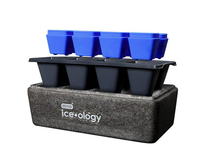 Dexas ice•ology Silicone Clear Ice Maker for Craft Cocktail Ice, 8 Count Cube Tray