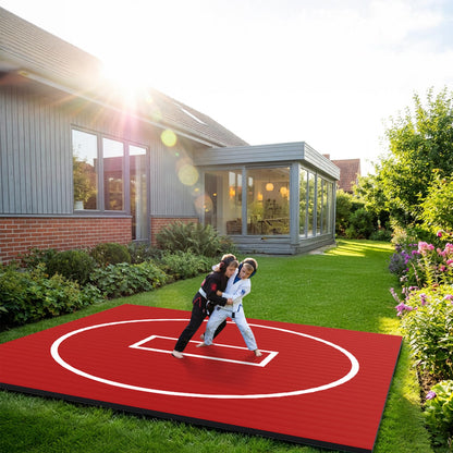 HFPFTS Wrestling Mat for Home, 8’x 8’x 1.25” Wrestling Mat, Safe Wrestling & Play Mat for Kids and Family, Jiu Jitsu, BJJ, MMA, Wrestling Mats, Martial Arts, Tumbling, Easy Clean, Gym Mat, Red