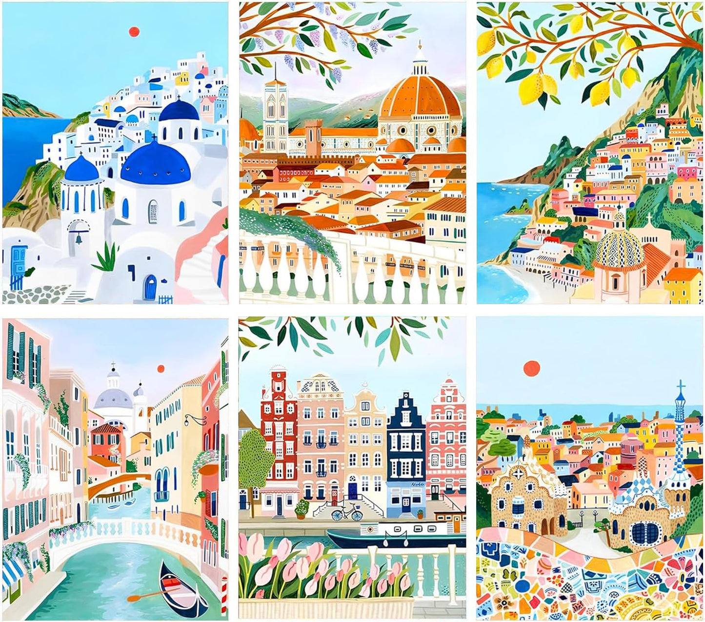 ARPADAMO 6 pack Aesthetic Diamond Art Kits for Adults,5D Landscape Diamond Painting DIY Diamond Art Diamond Painting Kits for Adult,Round Full Drill Diamonds, Diamond Art Kits for Home Decor-12x16inch