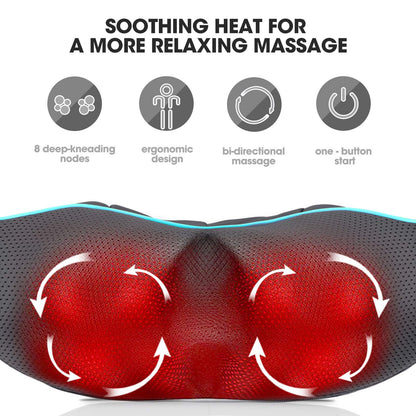 MagicMakers Electric Shiatsu Neck Massager with Heat - Pain Relief for Back, Shoulders & Feet - Gift for Men, Women, Mom & Dad - From Daughter or Son - Ideal for Christmas, Mother's Day & Father's Day