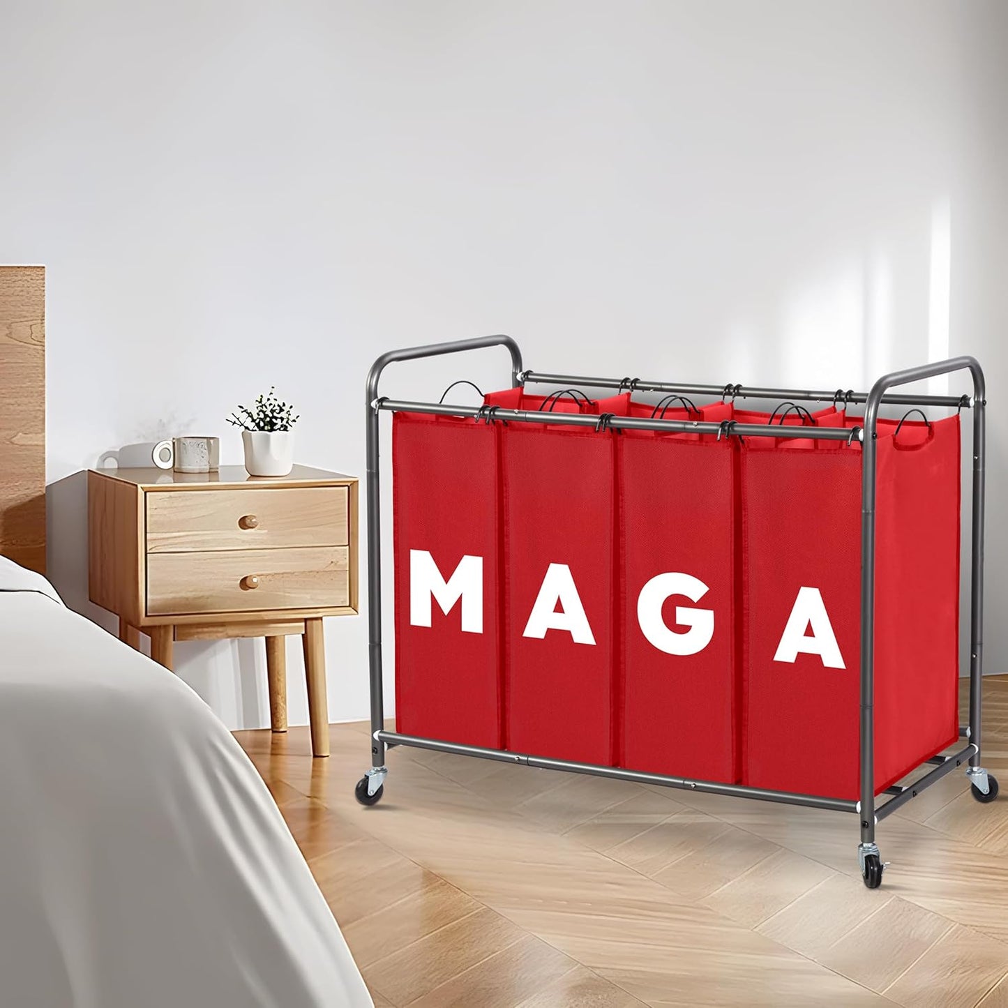 STORAGEIDEAS 47.8 (181L), 4 Laundry Sorter Hamper with Wheels, Laundry Basket Sorter Gal Heavy-Duty Rolling Cart