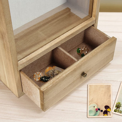 TJ.MOREE Deep Shadow Box Frame with Drawer, Shadowbox Display Case with Glass Window Picture Frame Memorabilia Bouquet Medals Military Photos Memory Box for Keepsakes