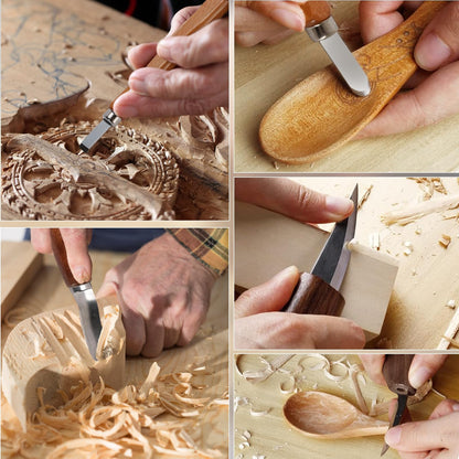 15PCS Wood Carving Kit, Wood Carving Tools Wood Whittling Kit Walnut Handle Wood Scraper with Polishing and Sharpening Stone for Beginner Adults Wood Carving DIY