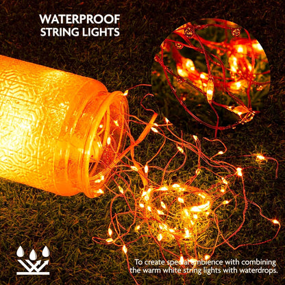 Skiennix 12 Pack Orange Fairy Lights - Battery Operated 7ft Waterproof Copper Wire for Weddings & Parties