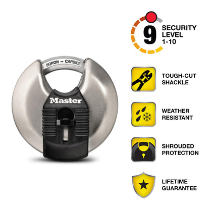 Master Lock M50XD Magnum Heavy Duty Stainless Steel Discus Padlock with Key