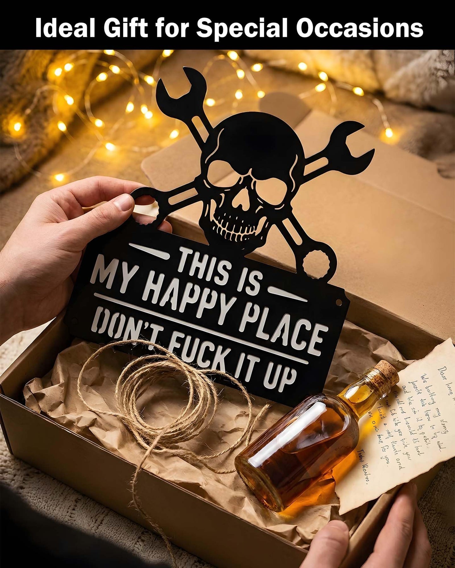 Positive Metal Skull Decor Sign - Rust-Proof & Anti-Fading Skull Wall Sign for Men, Father, Husband, and Skull Lovers -for Front Door, Garden, Garage, Living Room, and More (30cm)