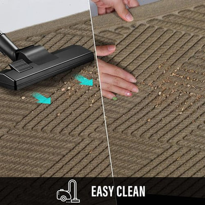 HIYARD Sturdy Front Door Mat - Absorbent, Non-Slip Rubber Backing | Low Profile, 30x17, Beige