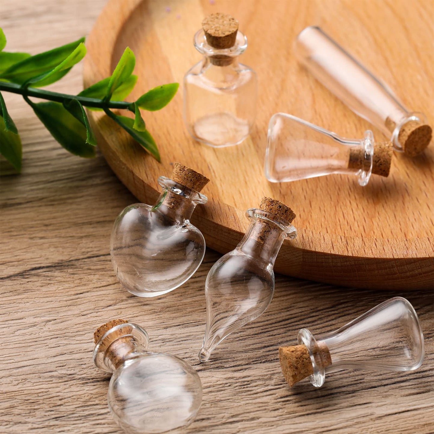 Potchen 140 Pcs Mini Glass Bottles with Cork Stoppers Tiny Wishing Potion Bottles, 14 Shapes, Small Spell Apothecary Jar Vials Witchcraft Drifting Jar for Wedding Halloween Party Arts DIY Crafts