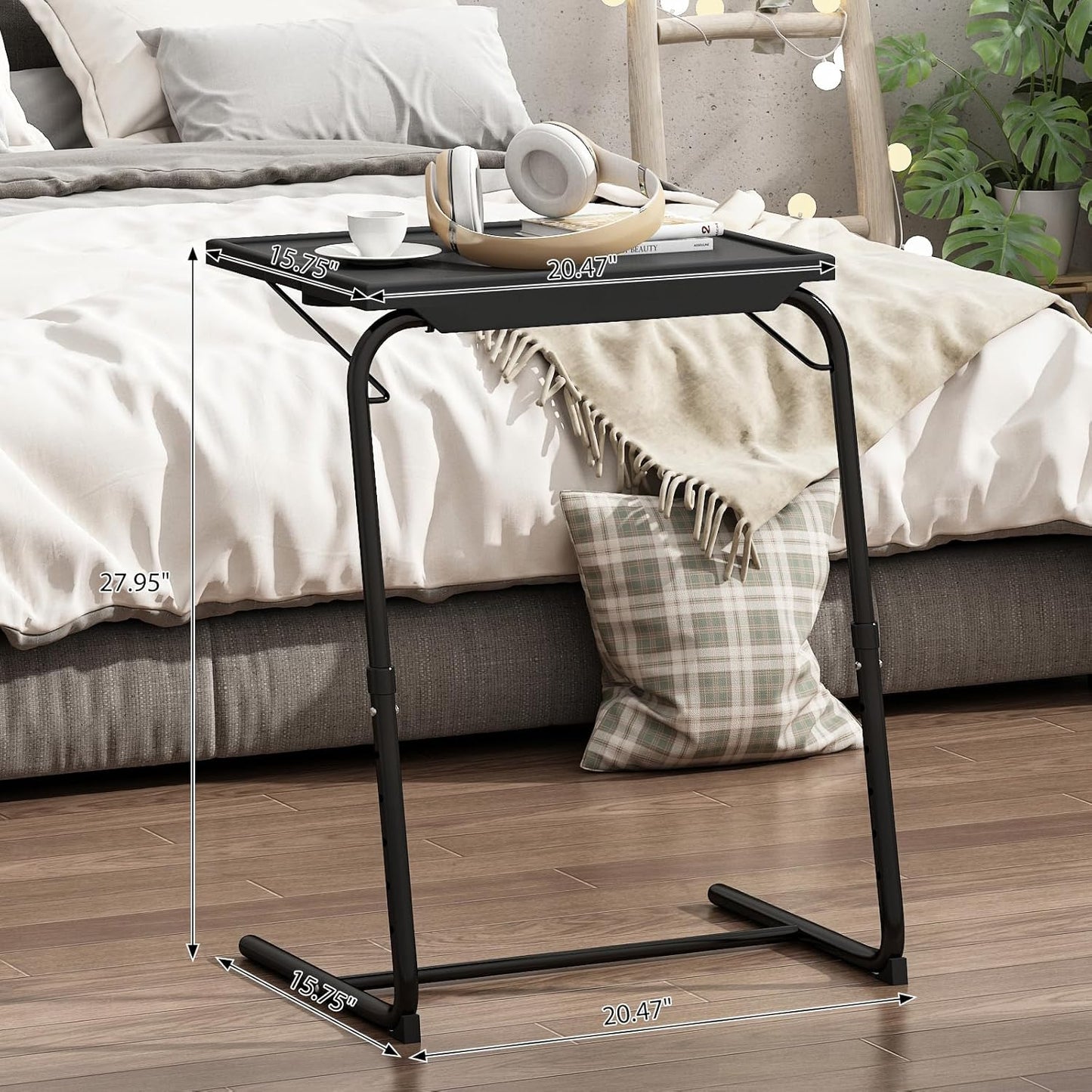 6 3 JAXPETY TV Tray, Folding TV Tray with Cup Holder, Adjustable TV Desk with Height Adjustments and Angle, Couch Table