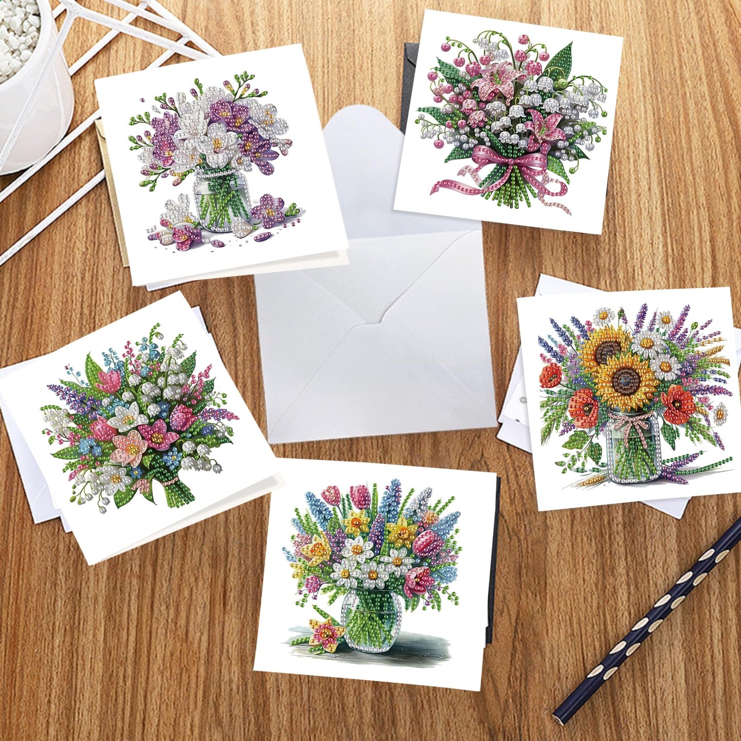 JZHYOAN 6Pcs Sunflower Diamond Art Card with Envelopes DIY Diamond Painting Cards Crystal Arts Craft Gem Art Gem Painting Mosaic Kit for Adults Birthday Greeting Cards for Holidays Celebrations