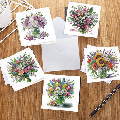 JZHYOAN 6Pcs Sunflower Diamond Art Card with Envelopes DIY Diamond Painting Cards Crystal Arts Craft Gem Art Gem Painting Mosaic Kit for Adults Birthday Greeting Cards for Holidays Celebrations