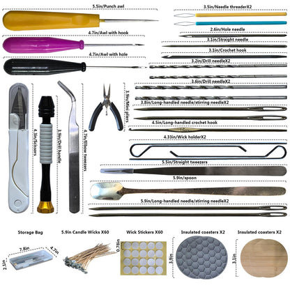 DiaWiew Candle Making Tools for Punching Holes and Inserting Wicks, Beginners Candle Making Kit for Adult Including Wick Needle for Candle Making, Perfect to Candle Molds with No Holes for Wicks
