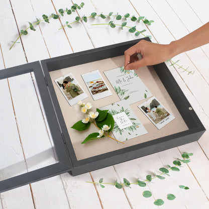 Americanflat Front Opening 11x11 Shadow Box Frame with Shatter-Resistant Glass - Silhouette Collection - Shadow Box Display Case for Tabletop and Wall Display - Black