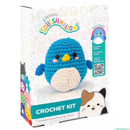 Original Squishmallows Bebe the Bluebird Crochet Kit, Includes Yarn, Crochet Hook, Starter Hooks, Step-By-Step Tutorials, Exclusive Crochet Kit For Beginners, DIY Craft, Crochet Kits, Great Teen Gifts