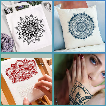 9-Piece Mandala Stencil Set - Reusable Mandala Painting Templates for DIY Wall, Tile, Furniture, Canva, Outdoor & Indoor Decoration