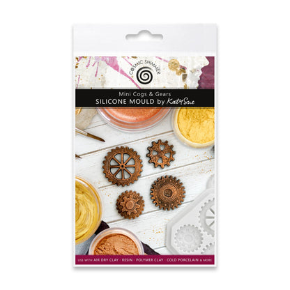 Cosmic Shimmer Mini Cogs & Gears Silicone Mold for Crafting. Use with Air Dry & Polymer Clay, Resin, Wax, Cold Porcelain & More. Cogs are 0.8 & 1.1 Inches. from Katy Sue Craft Molds