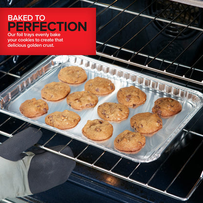 Stock Your Home Disposable Cookie Sheets for Baking (30-Pack) Aluminum Trays, Foil Pans, Shallow Sheet Pan for Cooking Thin Crust Pizza, Brownie Tins, Oven Liners