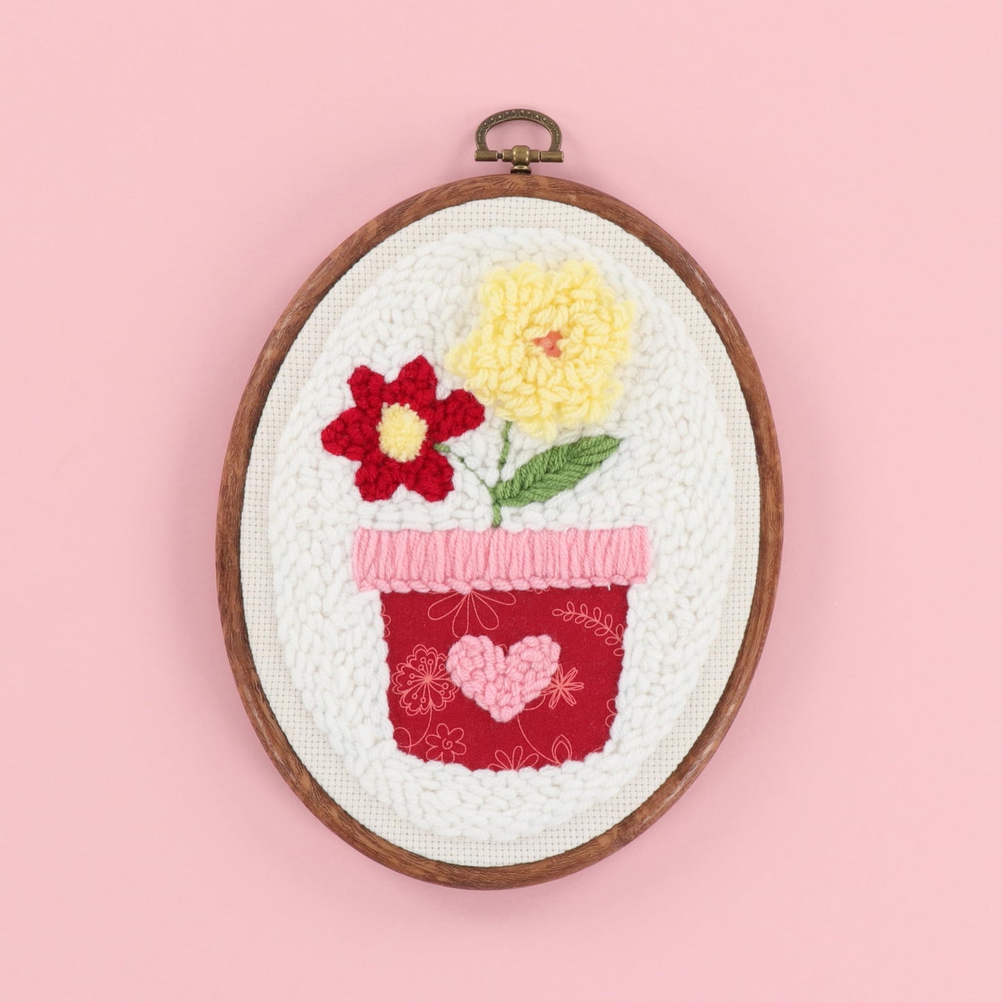 Kimberbell Punch Needle Kit – Love Blooms - Complete DIY Punch Needle Set with Tool, Monks Cloth, Yarn, Frame, Embelishments & Reusable Project Bag | Beginner-Friendly DIY Needle Punching Craft