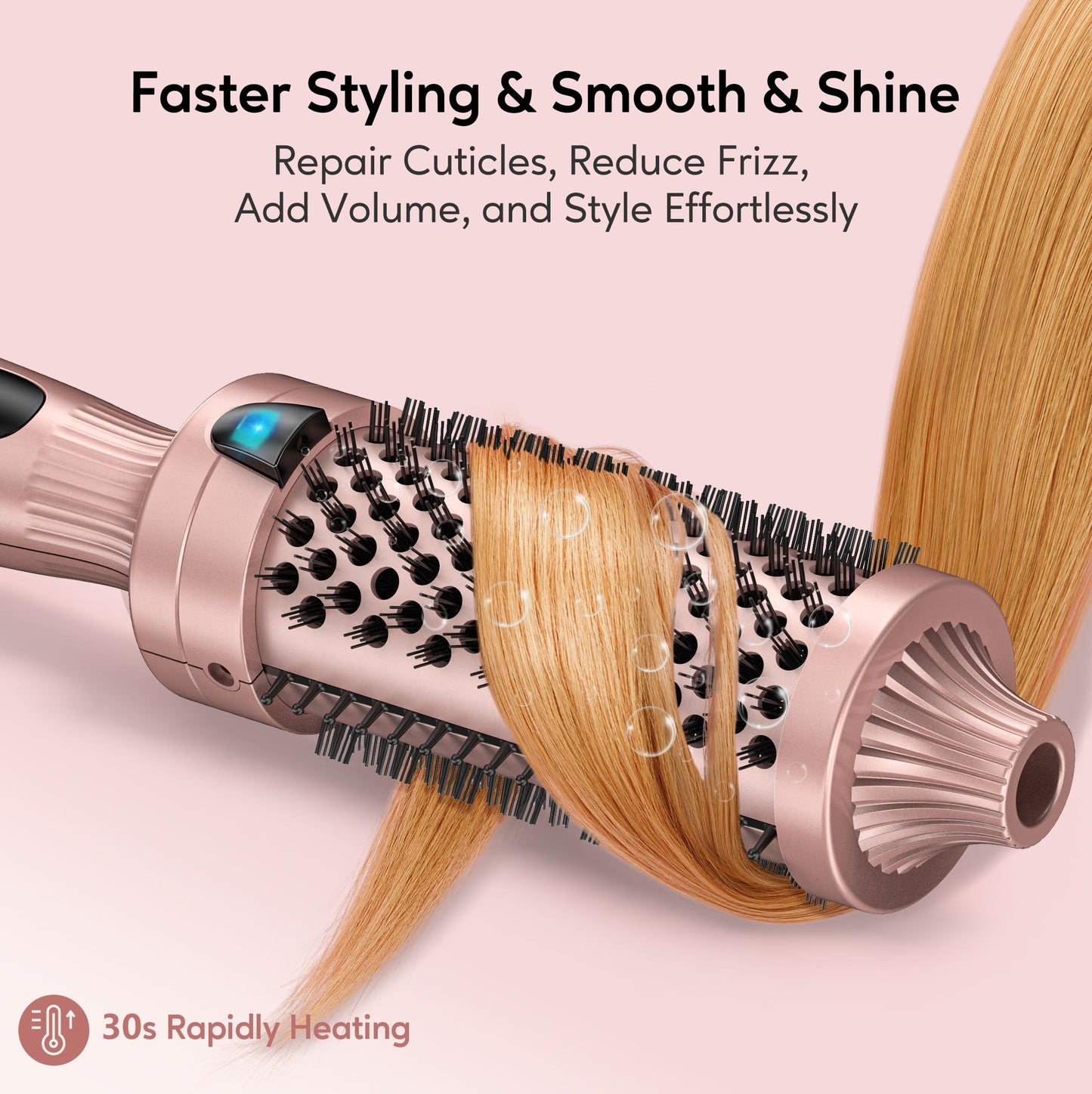 Terviiix Thermal Brush Get Voluminous Style, Quick Heating Hot Brush, Ceramic Tourmaline Ionic Heated Curling Iron, Digital Display 9 Temperatures Curling Wand, Dual Voltage, 1.5 Inch