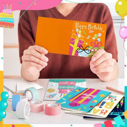 Saillong 12 Pack Happy Birthday Diamond Painting Greeting Card Kits DIY Diamond Art Cards with Envelopes Birthday Cake 5d Rhinestones Painting Kits for Adults DIY Crafts Family Friend Birthday Gifts