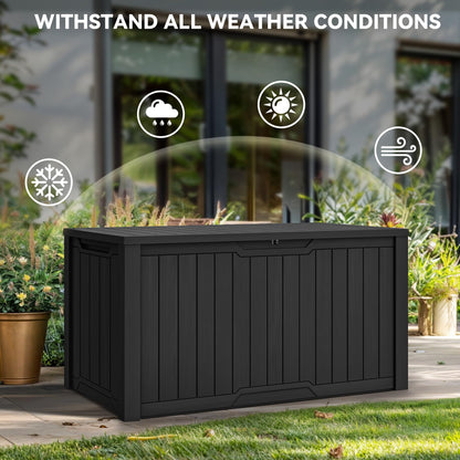 YITAHOME XXL 240 Gallon Large Outdoor Storage Deck Box for Patio Furniture, Outdoor Cushions, Garden Tools and Sports/Pools Equipment, Weather Resistant Resin, Lockable (Black)
