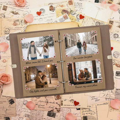 Vienrose Photo Album Scrapbook Kit, 3 Ring Faux Leather Cover DIY Memory Book Kraft Paper with 30 Sheets 60 Pages, Vintage Scrapbooking Supplies Set for Wedding, Anniversary, Valentine Gifts, Brown